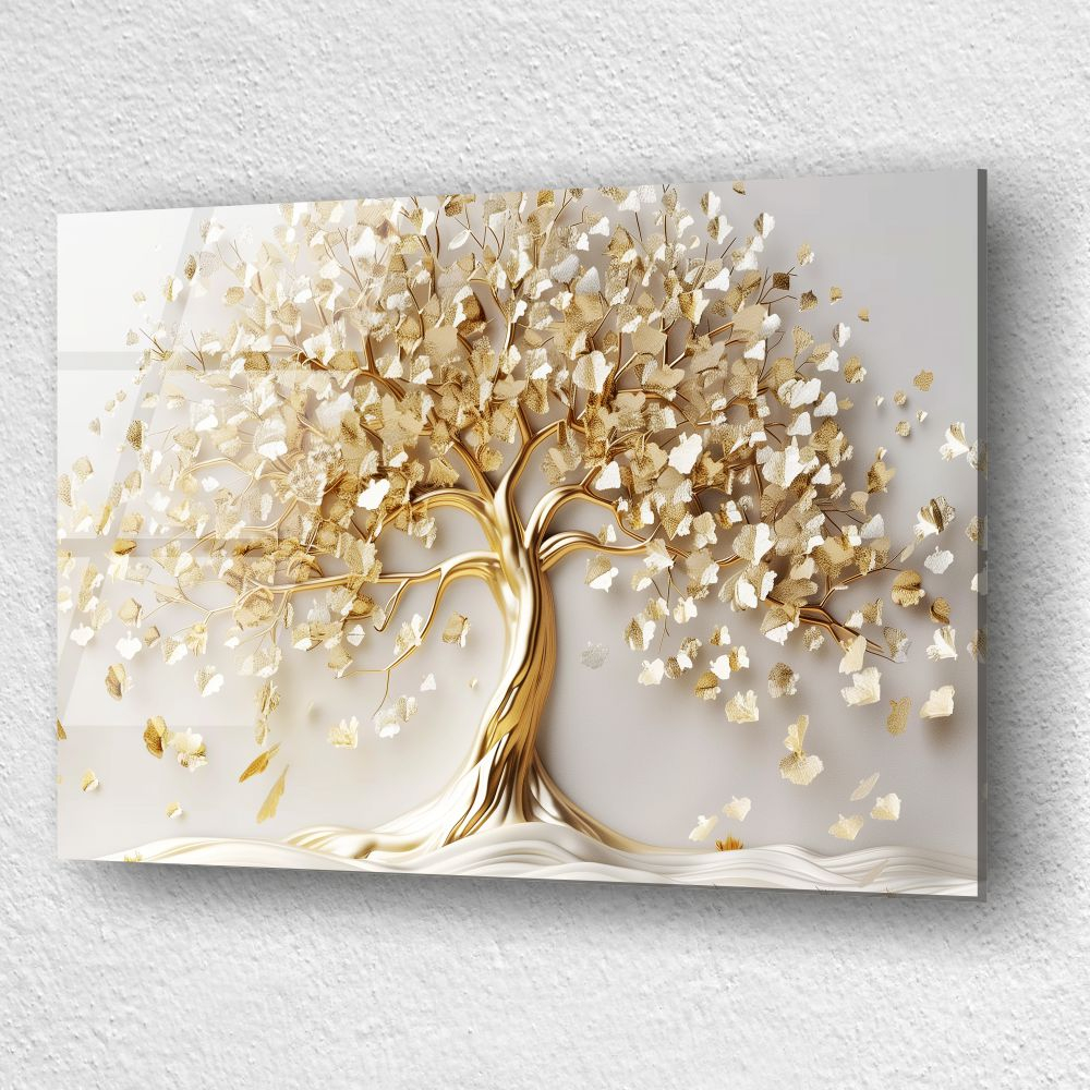 tablou din sticla acrilica Aurea Vita Papilio cu arbore al vietii auriu [3]