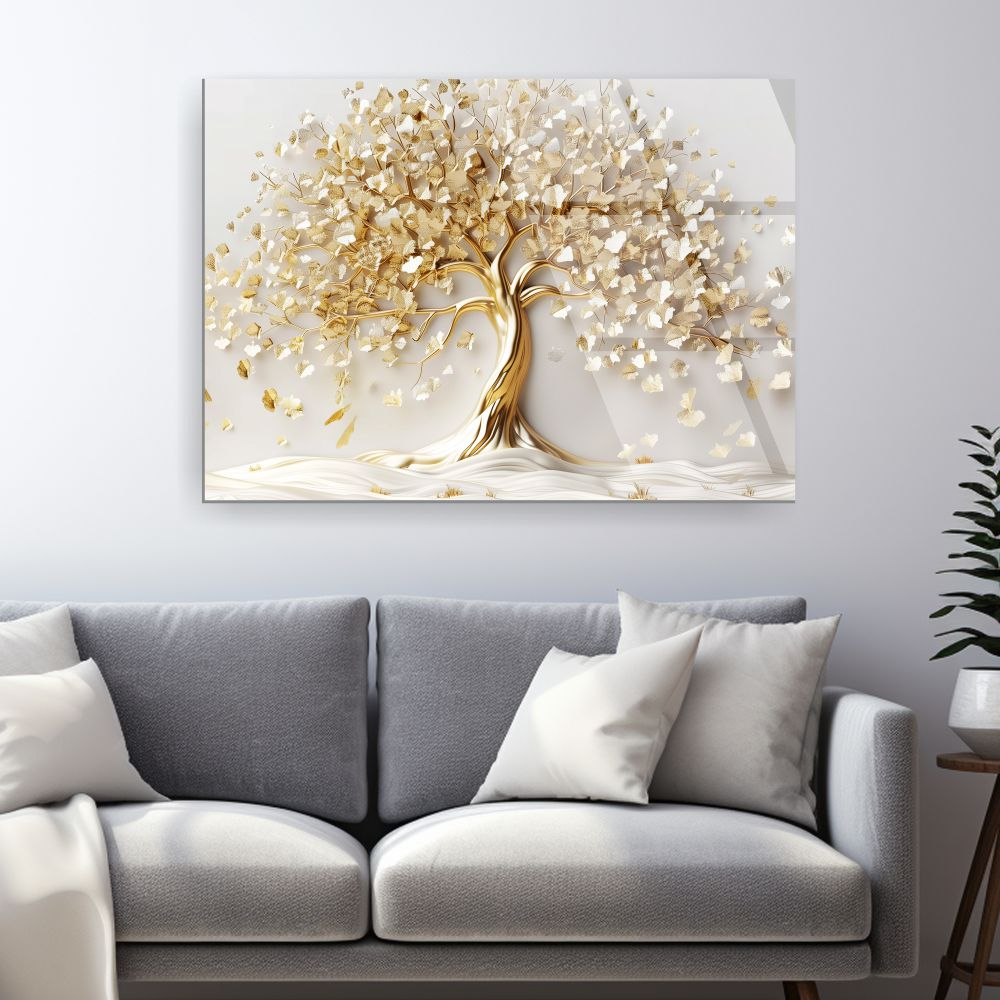 tablou din sticla acrilica Aurea Vita Papilio cu arbore al vietii auriu [2]