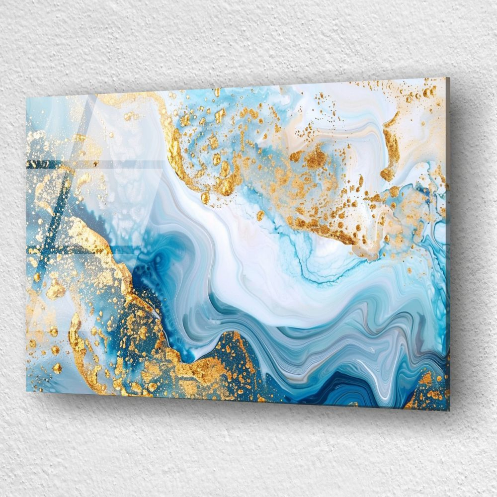 Tablou din sticlă acrilică Blue Gold Flow [3]