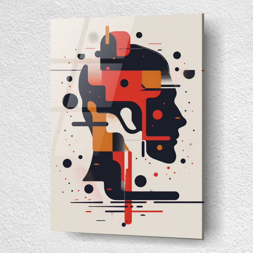 tablou din sticla acrilica profil masculin geometric abstract cu efect digital [3]