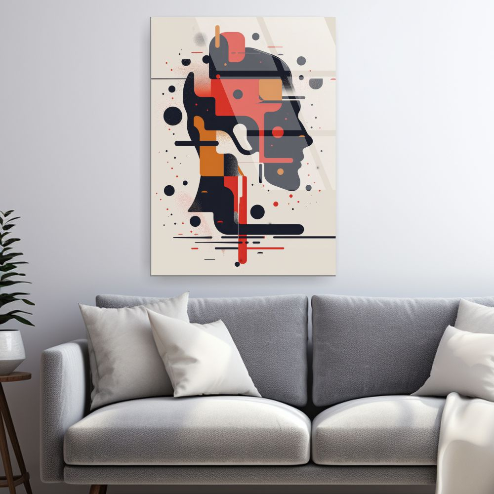 tablou din sticla acrilica profil masculin geometric abstract cu efect digital [2]