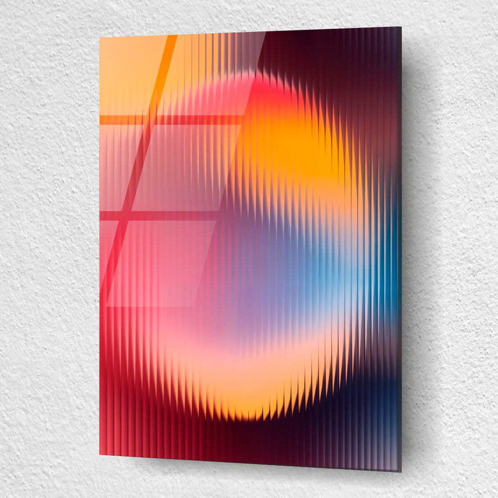 tablou abstract gradient portocaliu albastru cu efect de sticlă canelată [3]