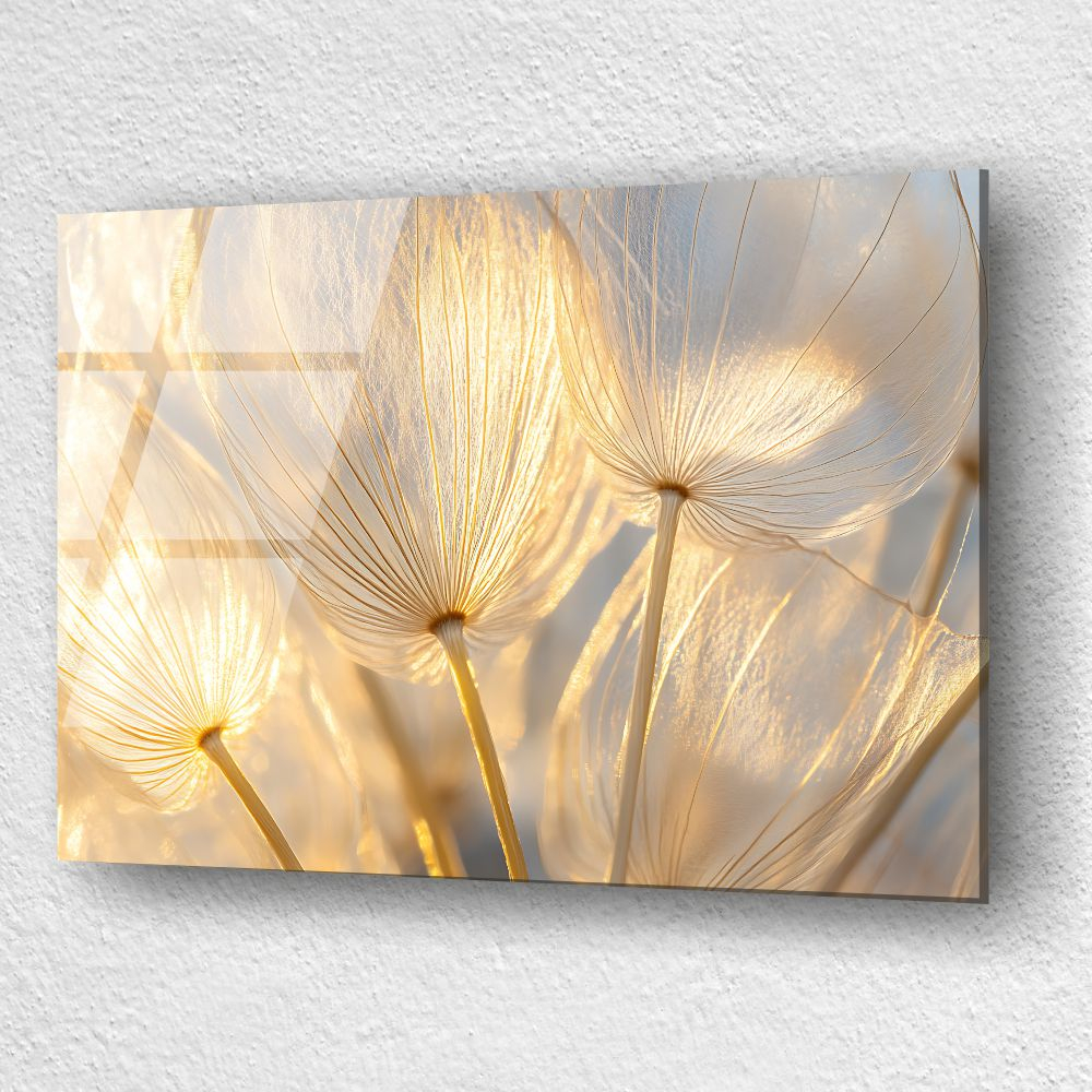 tablou din sticla acrilica Serenus Arbor, copac aerian cu flori albe si cer luminos [3]