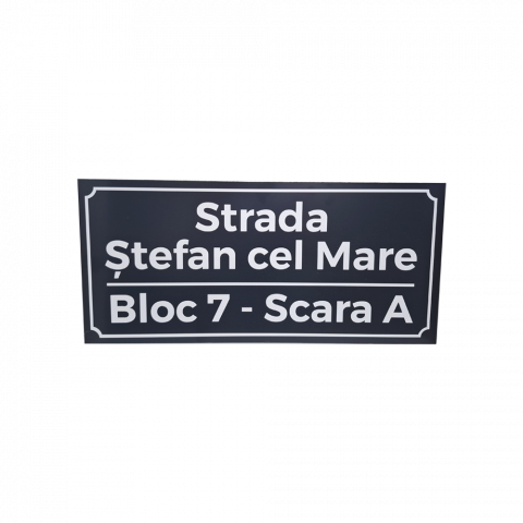 Plăcuțe scară de bloc - Placuta personalizata cu numar stradal din alucobond cu autocolant pentru exterior