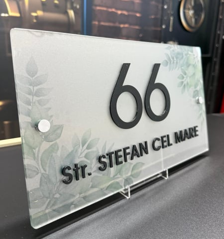 Plăcuțe casă personalizate - Plăcuță Adresă Casă / Apartament – Plexiglass Transparent