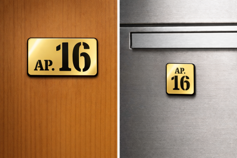 Set plăcuțe număr apartament și cutie poștală din plexiglas auriu oglindă personalizate [1]