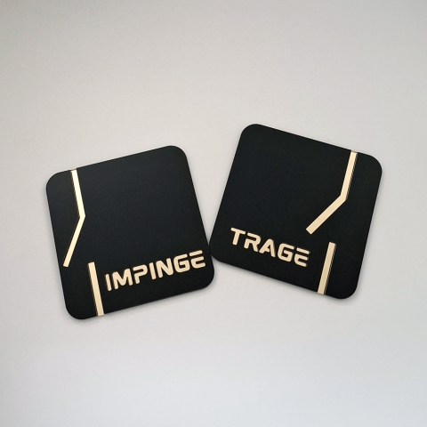 HoReCa - Set Plăcuțe Ușă Trage / Împinge – Plexiglas Negru cu Oglindă Auriu, Rose sau Argintiu – Semnalistică Elegantă