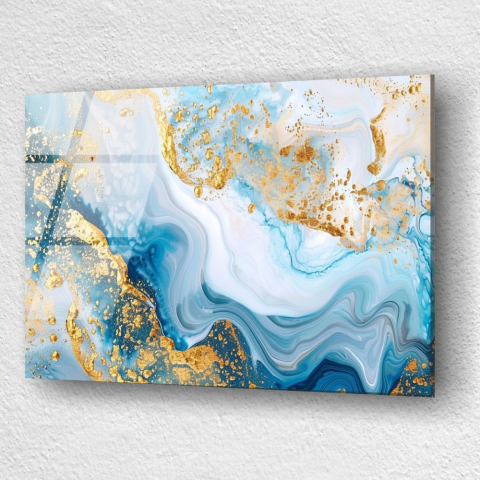 Tablou din sticlă acrilică Blue Gold Flow [2]