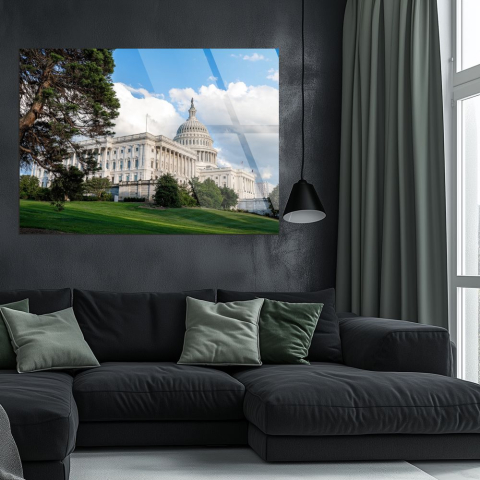 Tablouri cu orase celebre - tablou din sticla acrilica United States Capitol Washington DC perspectiva diagonala