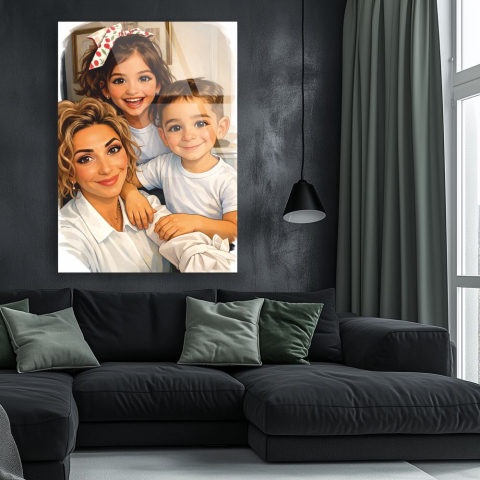 Tablouri din sticla acrilica - tablou cu caricatura personalizata pe sticla acrilica realizata din fotografii