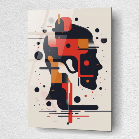 tablou din sticla acrilica profil masculin geometric abstract cu efect digital [2]