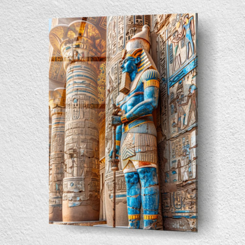 tablou din sticla acrilica cu faraon si perete de templu cu hieroglife [2]