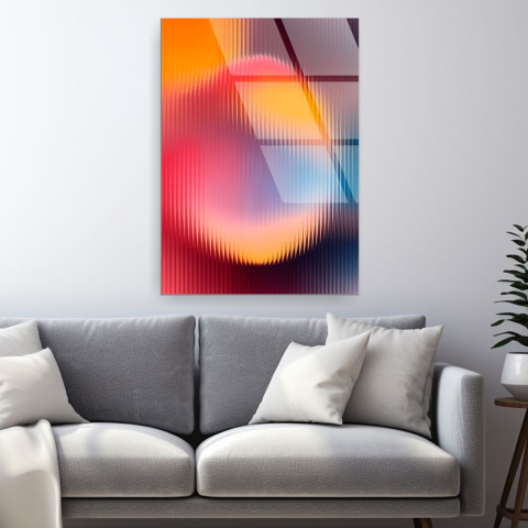 Texturi Abstracte - tablou abstract gradient portocaliu albastru cu efect de sticlă canelată