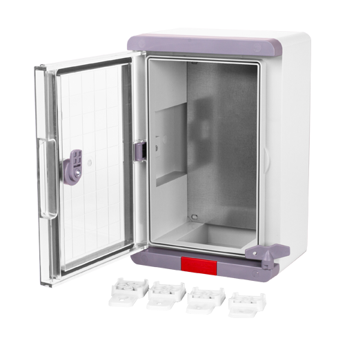 Cutie distributie IP67 din ABS gri, usa transparenta, placa metalica, 200x300x130 mm PS203013 [3]