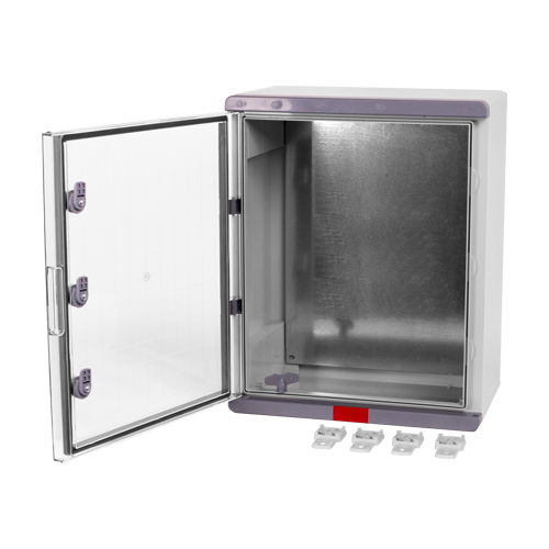 Cutie distributie IP67 din ABS gri, usa transparenta, placa metalica, 400x500x240 mm PS405024 [3]