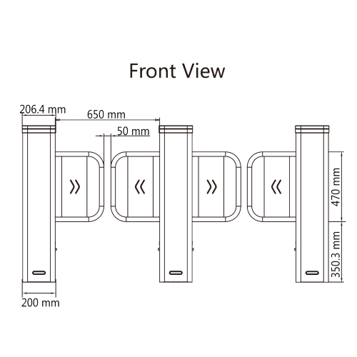 Poarta acrilica, 65 cm pentru poarta batanta DS-K3B501SX - HIKVISION DS-K3B501SX/601SX-Dp65/2 [2]