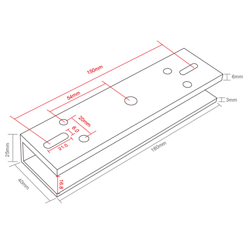 Suport U pt. montaj electromagnet CSE-280P-S pe usi din sticla CSE-280P-U [4]