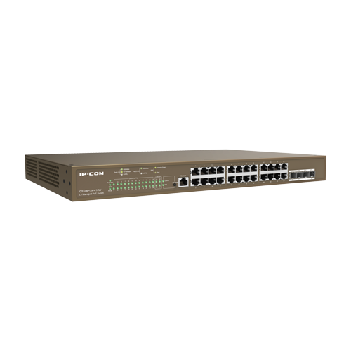 Switch 24 porturi PoE Gigabit, 4 porturi SFP Gigabit, 1 port consola,1U, L3 Management - IP-COM G5328P-24-410W [3]