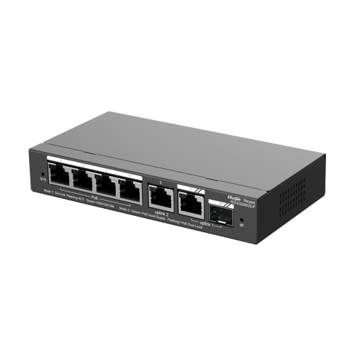 Switch 4 porturi PoE Gigabit 54W, uplink 2 x RJ45 + 1 x SFP, Cloud Management - Ruijie RG-ES206GS-P [4]