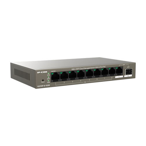 Switch 8 porturi PoE Gigabit, uplink 1 x RJ45 + 1 x SFP Gigabit, 92W, Cloud Management - IP-COM G2210P-8-102W [3]