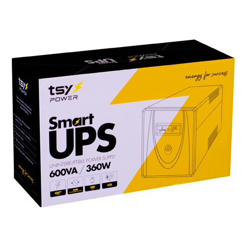 UPS TSY Power, 600VA/360W, LCD, AVR-Repornire automata, Management, 2 x Schuko, 2 x RJ45, 1 X USB type B TSY-MP-0K6-LCD [3]