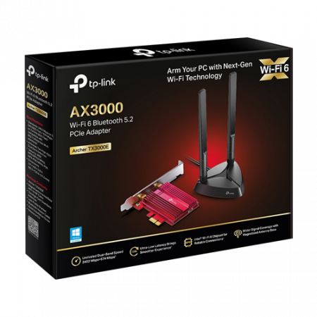 Adaptor PCI-E Bluetooth 5.2, Wi-Fi 6, AX3000 Dual-Band, 2 x Antene High-Gain - TP-Link ArcherTX3000E [1]