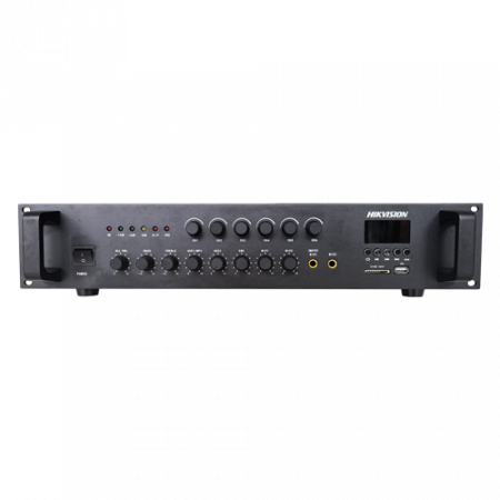 Detectie incendiu - Amplificator Analog, 120W, 6 zone, 2xAUX, EMC IN, 2xMic, Bluetooth, USB, SD Card, MP3 - HIKVISION DS-QAE0A120G1-VB6