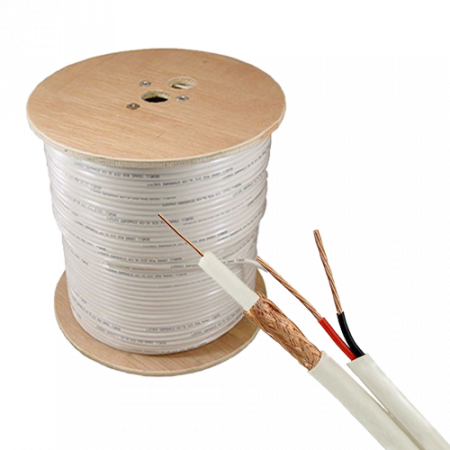 Cabluri COAXIALE - Cablu coaxial RG59 + alimentare 2x0.75, 305m, alb TSY-RG59+2X0.75-W