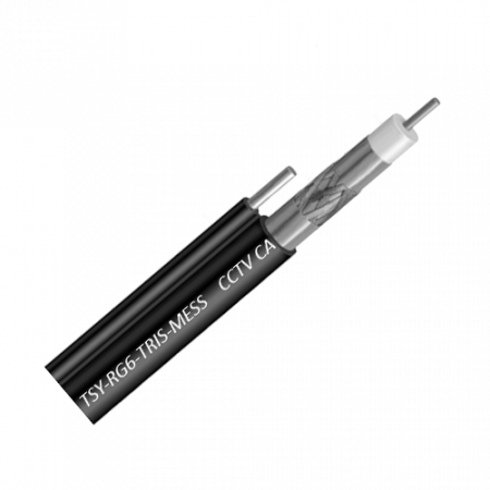 Cabluri COAXIALE - Cablu Coaxial RG6 TRISHIELD autoportant, 305m, negru TSY-RG6-TRIS-MESS
