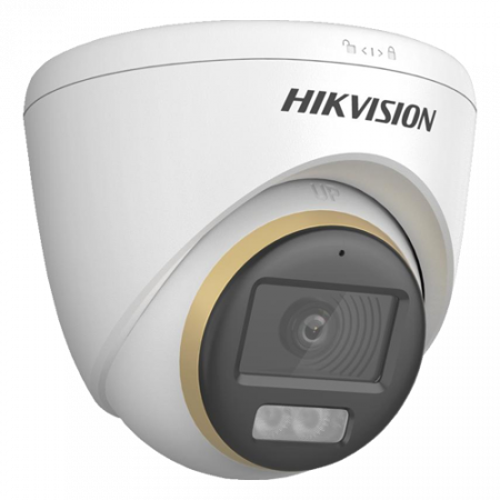 Supraveghere video - ColorVu, Dual Light - Camera analog 2MP, lentila 2.8mm, IR 40m, WL 40m, TVI/AHD/CVI/CVBS, Mic. - HIKVISION DS-2CE72DF3T-LFS-2.8mm