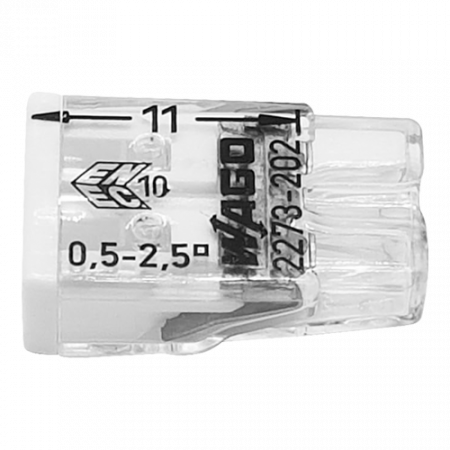Conector compact de imbinare, 2 fire, max. 2.5 mmÂ² (100 buc.) - WAGO 2273-202 [1]