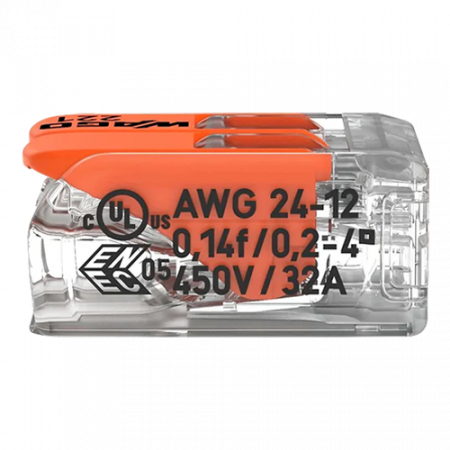 Conector derivatie 2 fire, max. 4 mmÂ² (100 buc.) - WAGO 221-412 [1]