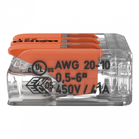 Conector derivatie 3 fire, max. 6 mmÂ² (30 buc.) - WAGO 221-613 [3]