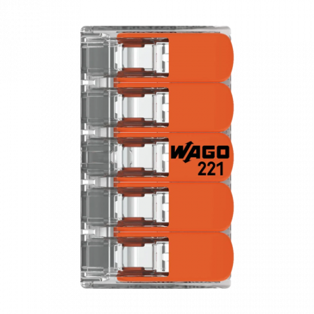 Conector derivatie 5 fire, max. 4 mmÂ² (25 buc.) - WAGO 221-415 [1]