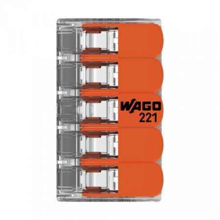 Conector derivatie 5 fire, max. 6 mmÂ² (15 buc.) - WAGO 221-615 [2]