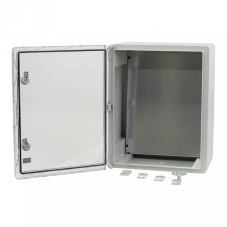 Cutie distributie IP65 din ABS gri, usa transparenta, placa metalica, 400x500x240 mm PP3017 [1]