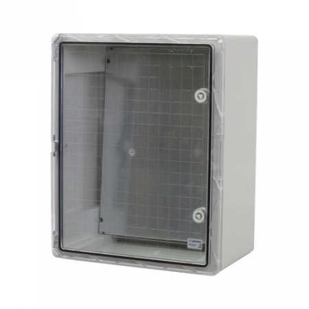Supraveghere video - Cutie distributie IP65 din ABS gri, usa transparenta, placa metalica, 400x500x240 mm PP3017