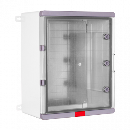Supraveghere video - Cutie distributie IP67 din ABS gri, usa transparenta, placa metalica, 400x500x240 mm PS405024