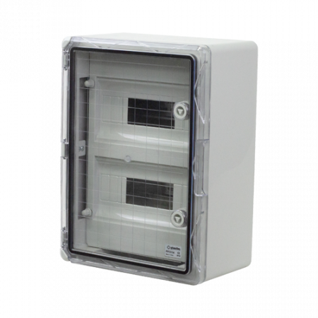 Supraveghere video - Cutie modulara IP65 din ABS gri, usa transparenta, 2 x 12 module, 300x400x170 mm PP3114