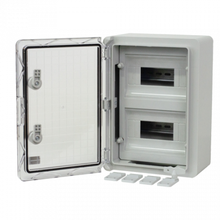 Cutie modulara IP65 din ABS gri, usa transparenta, 2 x 9 module, 250x350x150 mm PP3112 [1]