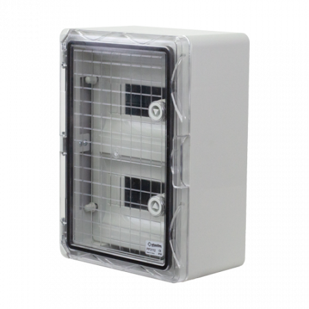 Supraveghere video - Cutie modulara IP65 din ABS gri, usa transparenta, 2 x 9 module, 250x350x150 mm PP3112