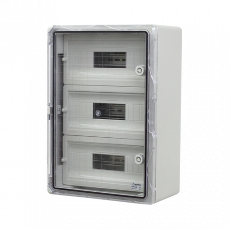 Supraveghere video - Cutie modulara IP65 din ABS gri, usa transparenta, 3 x 15 module, 350x500x190 mm PP3116