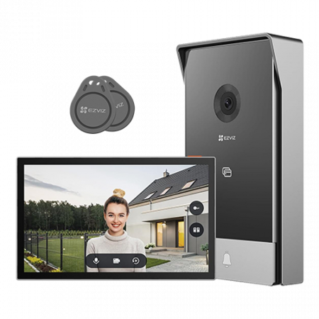 Kituri interfoane - Kit video-interfon, monitor tactil 7 inch, 2 fire, camera 2MP, IR 5m, SDcard, Wi-Fi6 - EZVIZ CS-HP5-2MP