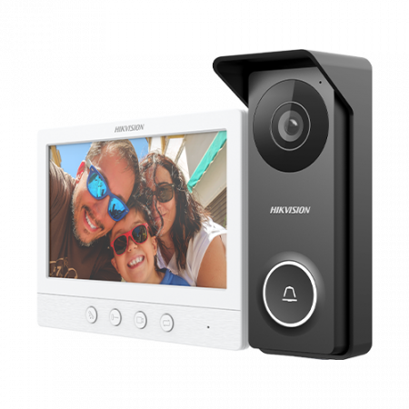 Kit videointerfon analogic, ecran 7', conectare 4 fire pentru 1 familie, IR, IK08 - HIKVISION DS-KIS213 [2]