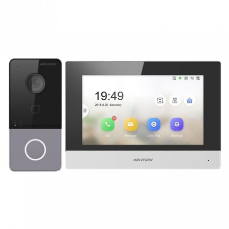 Interfoane - KIT videointerfon TCP/IP pentru 1 familie, monitor TFT LCD 7 inch - HIKVISION DS-KIS603-P