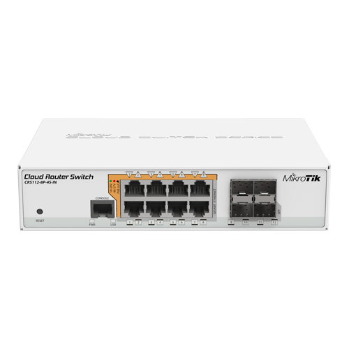 Retelistica - Management Switch, 8 x Gigabit cu PoE-out, 4 x SFP - Mikrotik CRS112-8P-4S-IN