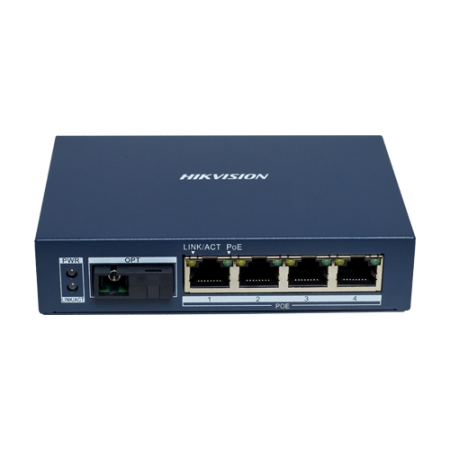 Echipamente active FO - Mediaconvertor Gigabit 4 x RJ45 PoE, 1 x SC Single-Mode Bi-directional, 20 km - HIKVISION DS-3D504TP-A