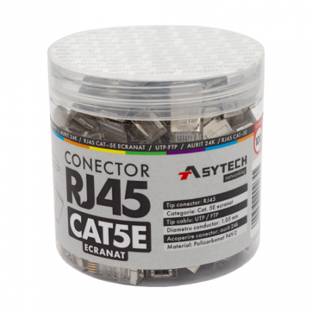 Conectica LAN RJ si FO - Mufa RJ-45 FTP Cat.5e, ecranata (100 buc) RJ45M-CAT5E-JAR