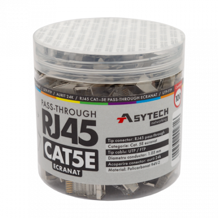 Conectica LAN RJ si FO - Mufa RJ-45 FTP Cat.5e EZ Passthrough, ecranata (100 buc) RJ45M-CAT5-EZ-JAR