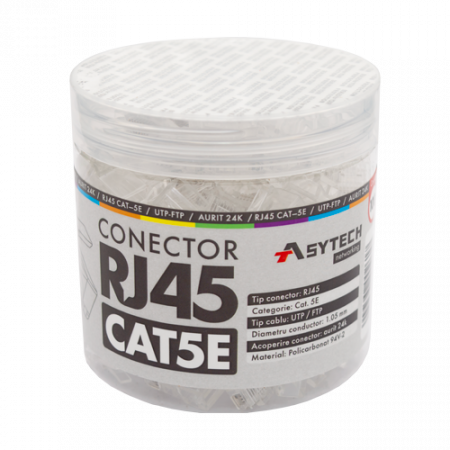 Conectica LAN RJ si FO - Mufa RJ-45 UTP Cat.5e (100 buc) RJ45-CAT5E-JAR